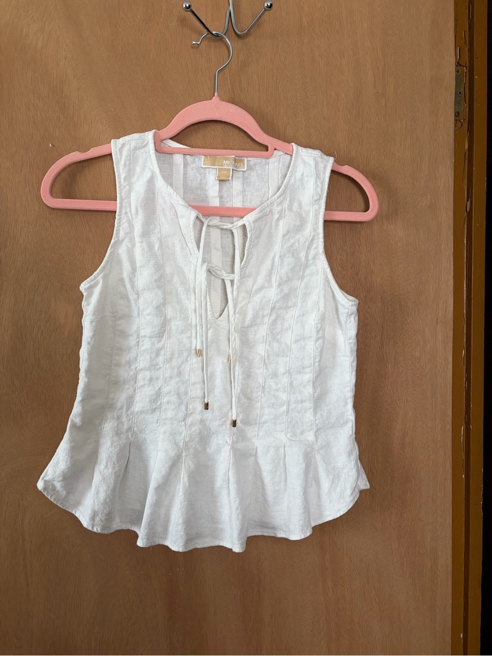 Michael Kors White Tie-Front Peplum Camisole